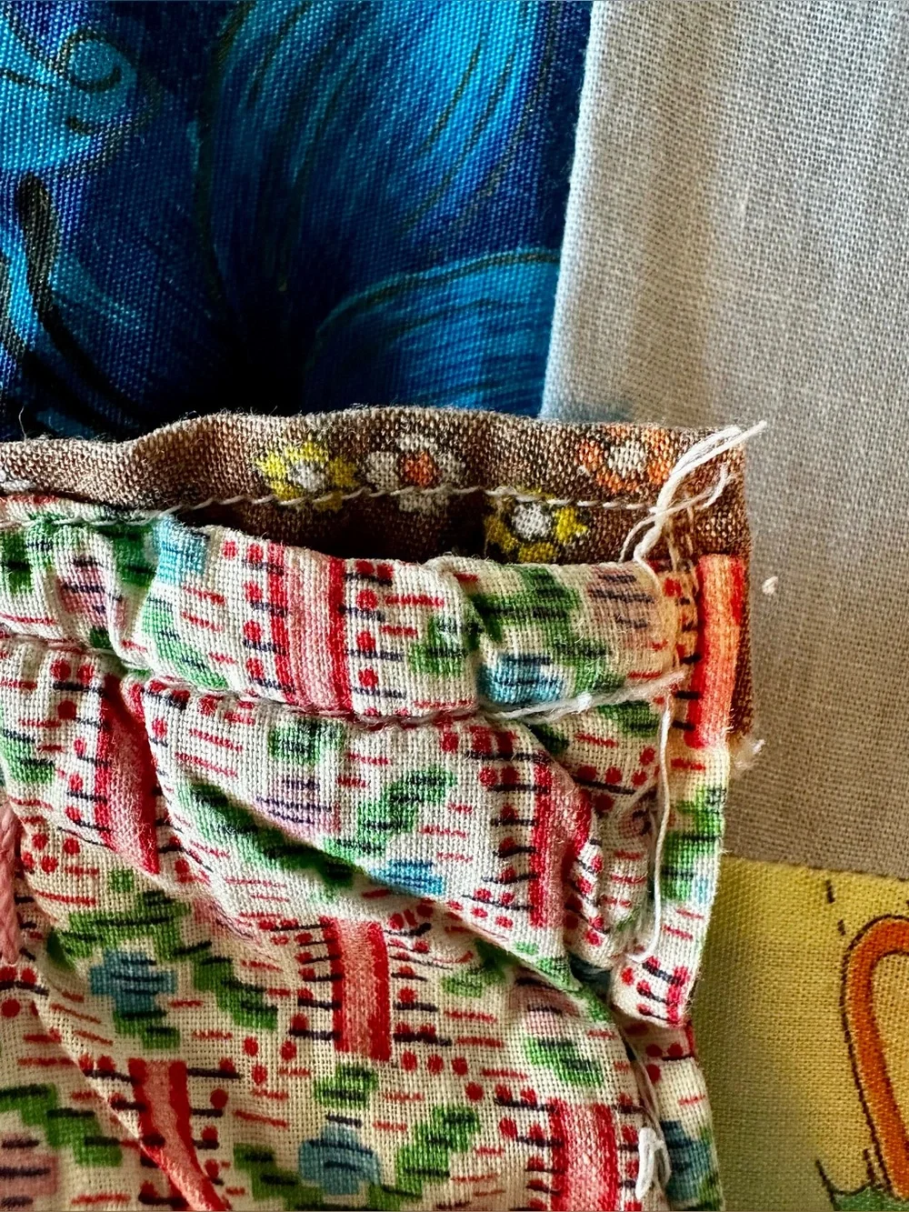 Patchwork Quilt Hand Knotted Approx. 78”x81” Full/Dbl. Photographed on Queen bed
